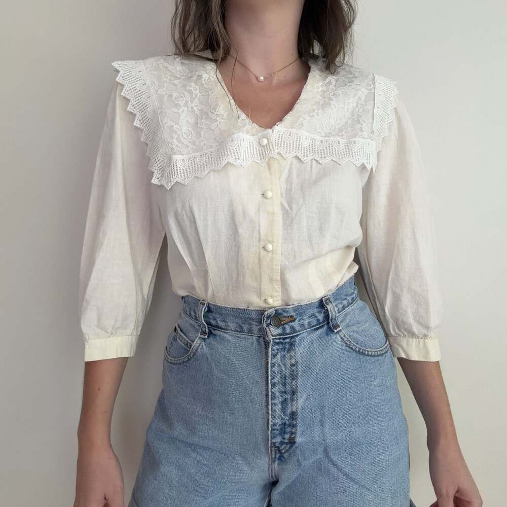 Vintage Ivory Collared Prairie Blouse